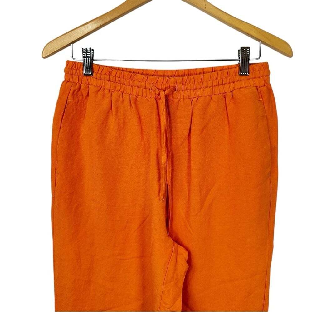 YEST Orange Linen Pants Women’s Size 6 Wide Leg Beachy Vacation Vibes Boho Chic - Picture 3 of 15